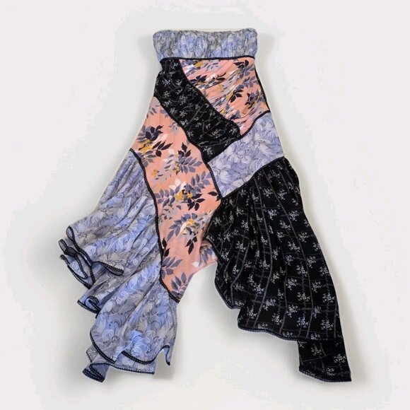 Cinq A Sept Dress 2 Patchwork Floral Sleeveless Assymetric Fairycore Boho Lined - Picture 8 of 16